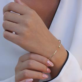 Βραχιόλι Χειροπέδα με Λευκό Ζιργκόν Χρυσός Κ14 SKU-69256