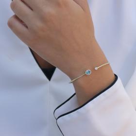 Βραχιόλι Χειροπέδα με Ζιργκόν Χρυσός Κ14 SKU-69257