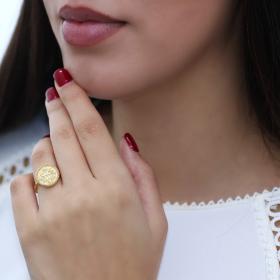 Δαχτυλίδι Βυζαντινό Στυλ με Ζιργκόν Χρυσός Κ14 SKU-69194