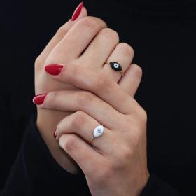 Δαχτυλίδι Ματάκι με Σμάλτο Χρυσός Κ9 SKU-69500