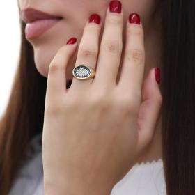 Δαχτυλίδι με Πράσινα & Λευκά Ζιργκόν Χρυσός Κ14 SKU-69287