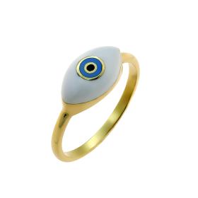 Δαχτυλίδι Ματάκι με Σμάλτο Χρυσός Κ9 SKU-69499
