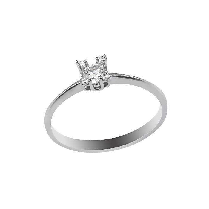 Δαχτυλίδι Μονόπετρο με Ζιργκόν Λευκόχρυσος Κ9 SKU-69748