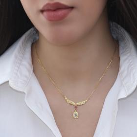 Κολιέ Βυζαντινό Στυλ με Ζιργκόν Χρυσός Κ14 SKU-69135