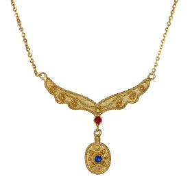 Κολιέ Βυζαντινό Στυλ με Ζιργκόν Χρυσός Κ14 SKU-69135