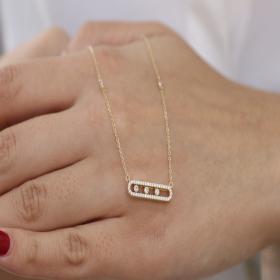 Κολιέ με Λευκά Ζιργκόν Χρυσός Κ14 SKU-69616