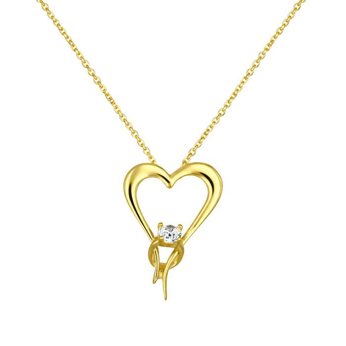 Κολιέ Καρδιά Χρυσός K9 με Λευκό Ζιργκόν SKU-69826