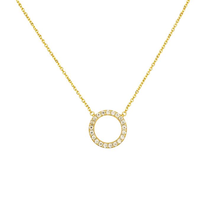 Κολιέ Χρυσός K9 με Λευκά Ζιργκόν SKU-69918