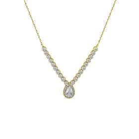 Κολιέ με Λευκά Ζιργκόν Χρυσός Κ9 SKU-69922