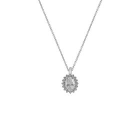 Κολιέ Ροζέτα με Λευκά Ζιργκόν Λευκόχρυσος Κ9 SKU-69962