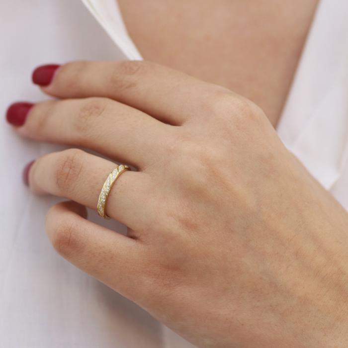 Δαχτυλίδι Μισόβερο Σειρέ με Διαμάντια Χρυσός Κ18