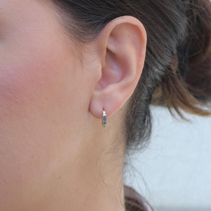 Σκουλαρίκια Κρίκοι Χρυσός Κ9 με Γαλάζιο Ζιργκόν SKU-69486