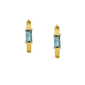 Σκουλαρίκια Κρίκοι Χρυσός Κ9 με Γαλάζιο Ζιργκόν SKU-69486