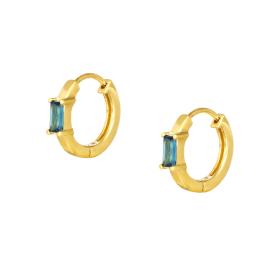 Σκουλαρίκια Κρίκοι Χρυσός Κ9 με Γαλάζιο Ζιργκόν SKU-69486