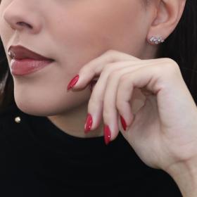 Σκουλαρίκια με Λευκά Ζιργκόν Λευκόχρυσος Κ9 SKU-69493