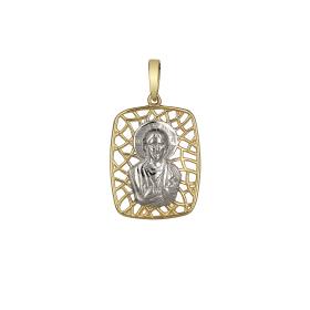 Φυλαχτό Ιησούς Λευκόχρυσος & Χρυσός Κ14 SKU-69124