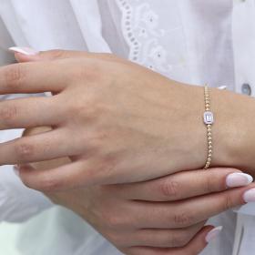 Βραχιόλι Ροζέτα με Ζιργκόν Λευκόχρυσος & Χρυσός Κ14 SKU-70374