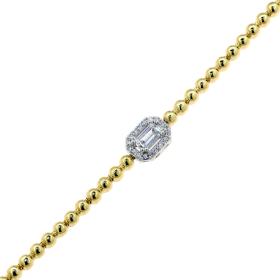 Βραχιόλι Ροζέτα με Ζιργκόν Λευκόχρυσος & Χρυσός Κ14 SKU-70374