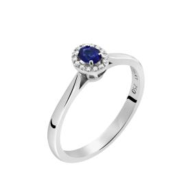 Δαχτυλίδι DiamondJools με Ζαφείρι & Διαμάντια Λευκόχρυσος Κ18 SKU-70456