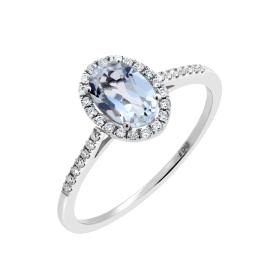 Δαχτυλίδι με White Topaz & Διαμάντια Λευκόχρυσος Κ18 SKU-70722