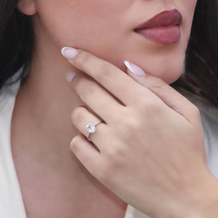 Δαχτυλίδι με White Topaz & Διαμάντια Λευκόχρυσος Κ18 SKU-70722