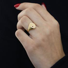 Δαχτυλίδι Μονογράμματα με Ρουμπίνι Χρυσός Κ14 SKU-70458