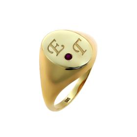 Δαχτυλίδι Μονογράμματα με Ρουμπίνι Χρυσός Κ14 SKU-70458