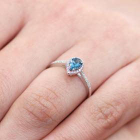 Δαχτυλίδι με London Blue Topaz & Διαμάντια Λευκόχρυσος Κ18 SKU-70761
