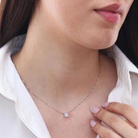Κολιέ DiamondJools Ροζέτα με Διαμάντια Λευκόχρυσος Κ18 SKU-70692