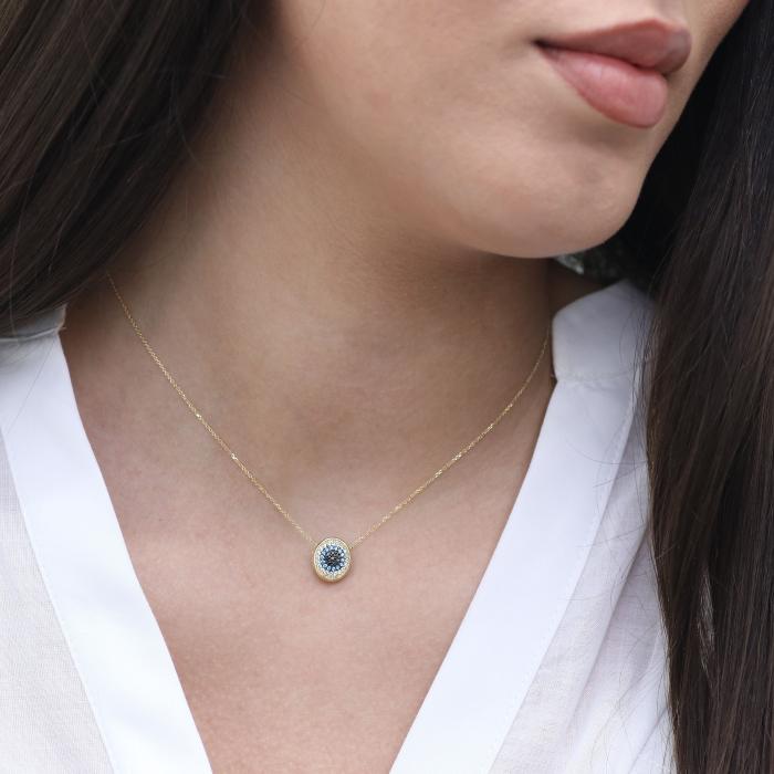 Κολιέ Ματάκι Χρυσός Κ9 με Ζιργκόν SKU-70384