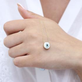 Κολιέ Ματάκι Χρυσός Κ9 με Ζιργκόν SKU-70384