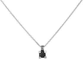 Κολιέ Μονόπετρο Λευκόχρυσος Κ18 με Μαύρο Διαμάντι SKU-70866