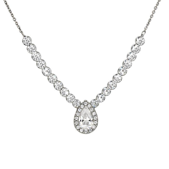 Κολιέ Ροζέτα Δάκρυ Λευκόχρυσος K9 με Λευκά Ζιργκόν SKU-70007