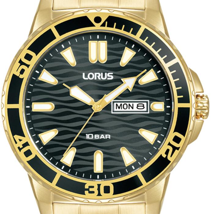 LORUS Sports Gold Bracelet Black Dial