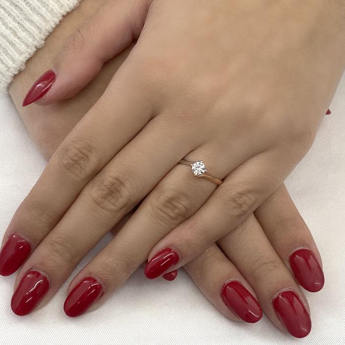 Μονόπετρο Λευκόχρυσος & Ροζ Χρυσός Κ18 με Lab Grown Diamond SKU-70677