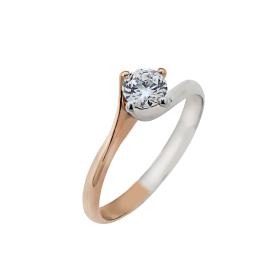 Μονόπετρο Λευκόχρυσος & Ροζ Χρυσός Κ18 με Lab Grown Diamond SKU-70677