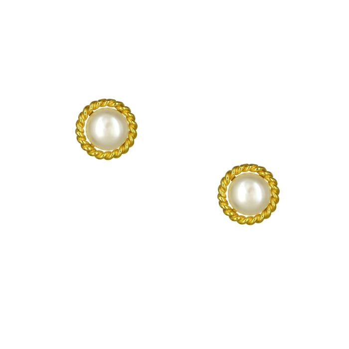 SKU-70162 / Σκουλαρίκια Καρφωτά με Μαργαριτάρια Χρυσός Κ14