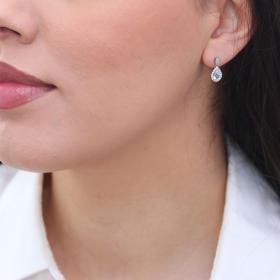 Σκουλαρίκια με Sky Blue Topaz & Διαμάντια Λευκόχρυσος Κ18 SKU-70943