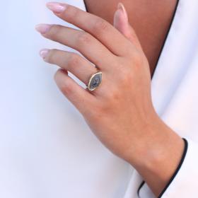 Δαχτυλίδι Μάτι με Αιματίτη Χρυσός Κ14 SKU-71896