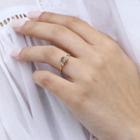 Δαχτυλίδι με Καφέ & Πορτοκαλί Ζιργκόν Χρυσός Κ14 SKU-71434