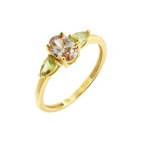 Δαχτυλίδι με Ροζ & Κίτρινα Ζιργκόν Χρυσός Κ14 SKU-71436