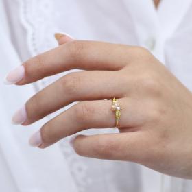 Δαχτυλίδι με Ροζ & Κίτρινα Ζιργκόν Χρυσός Κ14 SKU-71436