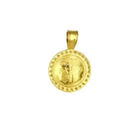 Κωνσταντινάτο Φυλαχτό Διπλής Όψεως με Ζιργκόν Χρυσός Κ14 SKU-71395