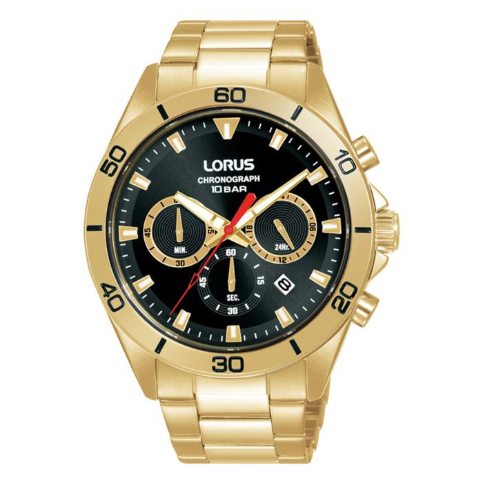 SKU-71511 / LORUS Sports Chronograph Gold Bracelet Black Dial