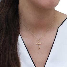 Μοντέρνος Σταυρός με Διαμάντια Χρυσός Κ14 SKU-71233