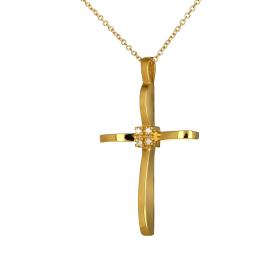 Μοντέρνος Σταυρός με Διαμάντια Χρυσός Κ14 SKU-71233