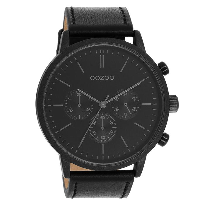 SKU-71873 / OOZOO Timepieces Black Leather Strap Black Dial