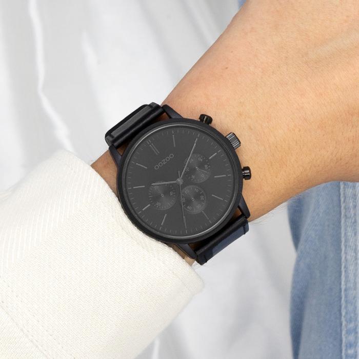 SKU-71873 / OOZOO Timepieces Black Leather Strap Black Dial