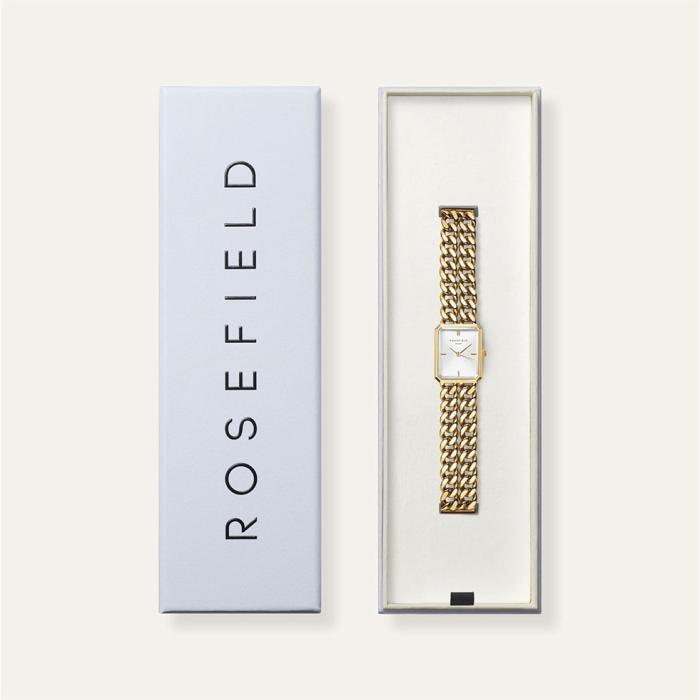 SKU-71108 / ROSEFIELD The Octagon XS Studio Double Chain Gold Bracelet White Dial