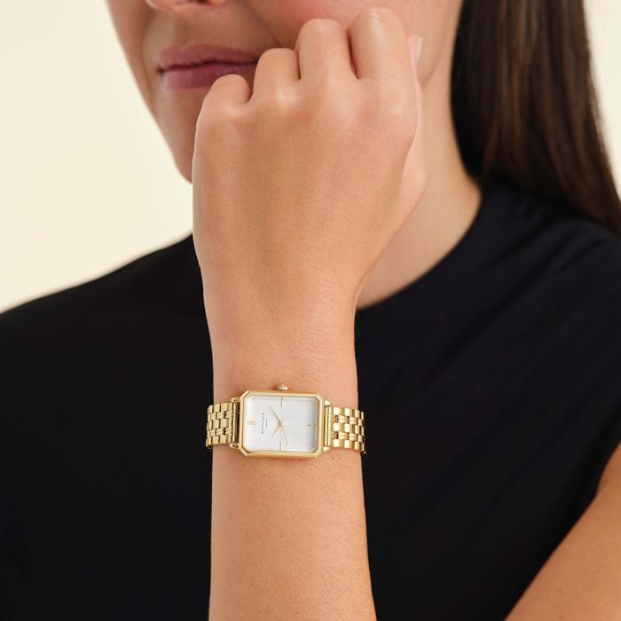 ROSEFIELD The Octagon White Dial & Gold Bracelet